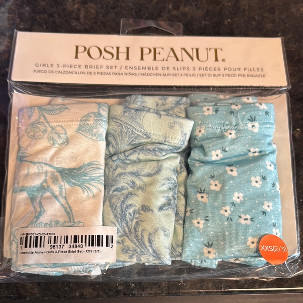 Posh Peanut Blue Floral and Animal Print Brief Set